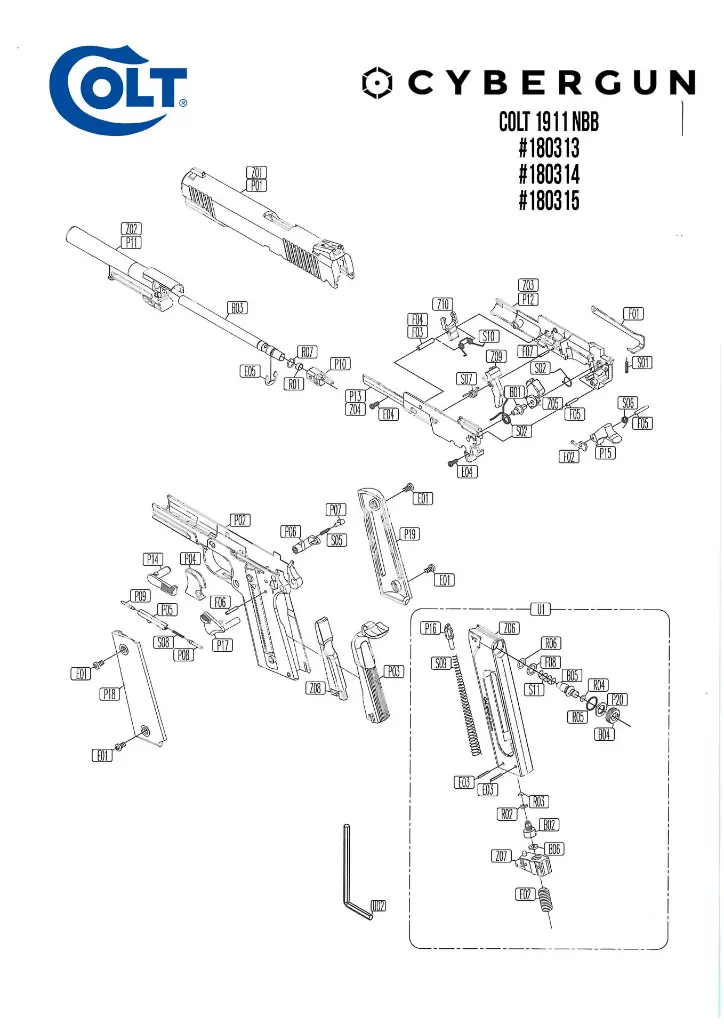 180313 180314 180315 - Exploded view - Colt 1911 NBB.webp