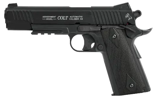 [CYB180314] Colt Rail Gun NBB CO2 metalen cilinderkop Mat Zwart 6mm 15BBs 1J